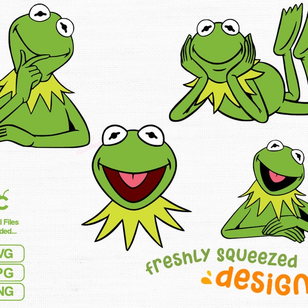 KERMIT Bundle - Frog, Froggy, Puppet, Green, svg png jpg bundle, cricut cut files, Instant Download