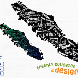 Vancouver Island, Westcoast Designs, Orte auf der Insel, SVG PNG JPG Dateien, Clipart Dateien, Instant Download