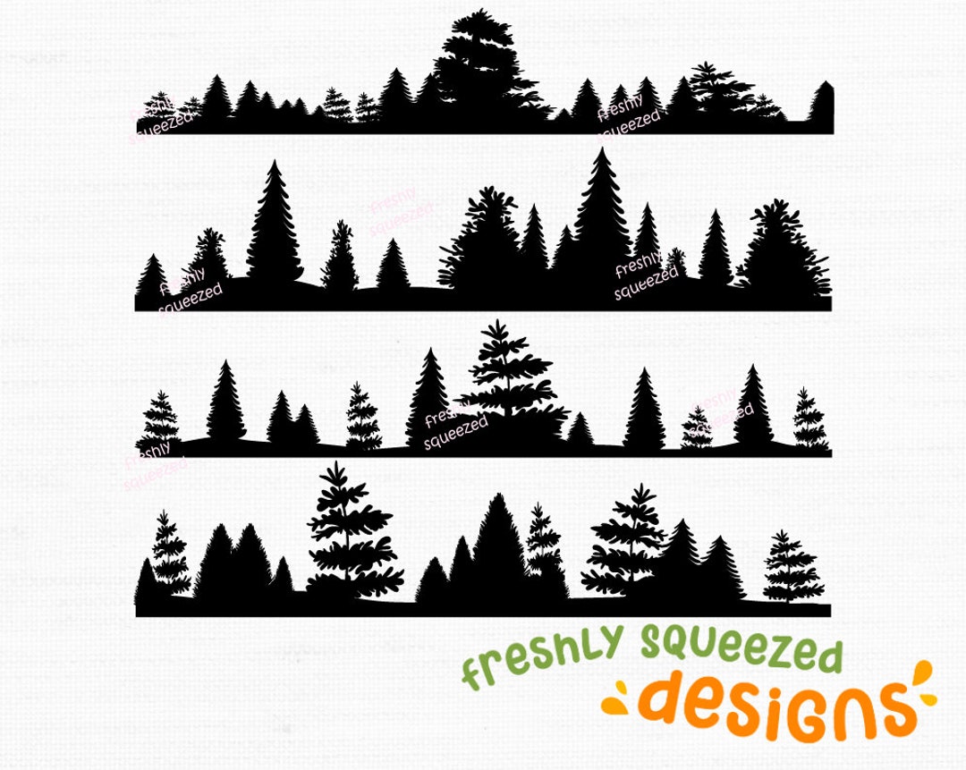 Pine Tree Silhouette Bundle: Forest SVG, PNG, Clipart (digital Download ...