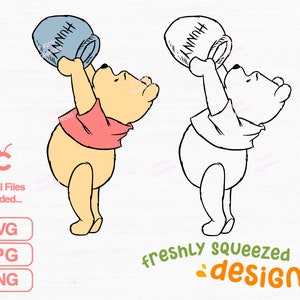Winnie Bear Hunny Honey, svg png jpg bundle, cricut cut files, silhouette and sublimation, simple and cute