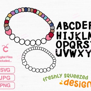 Zestaw Bransoletka przyjaźni svg design z alfabetem svgs, zrób to sam cyfrowa bransoletka - svg png jpg bundle, cricut, natychmiastowe pobranie