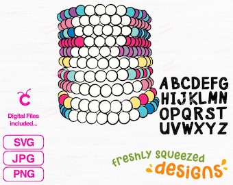 Bundle Friendship Bracelet svg design with Alphabet svgs, do it yourself digital bracelet - svg png jpg bundle, cricut, Instant Download