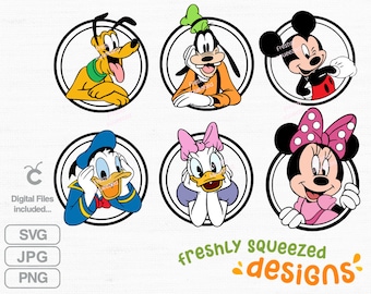 Mickey and Friends Circle Faces SVG PNG JPG Bundle (Instant Download)