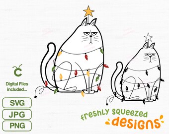 Grumpy Christmas Cat SVG: Funny Holiday Clipart (Digital Download)
