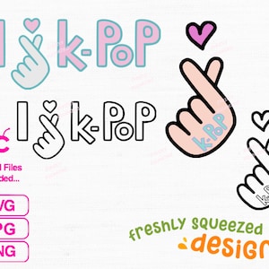 Eu amo design K-POP, música pop coreana Svg Png Jpg | Dança | Png | Imagem digital | Download instantâneo | Cricut | Silhueta | Arquivos de corte