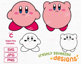 Kirby Character Collection: SVG, PNG, JPG Files (Digital Download)