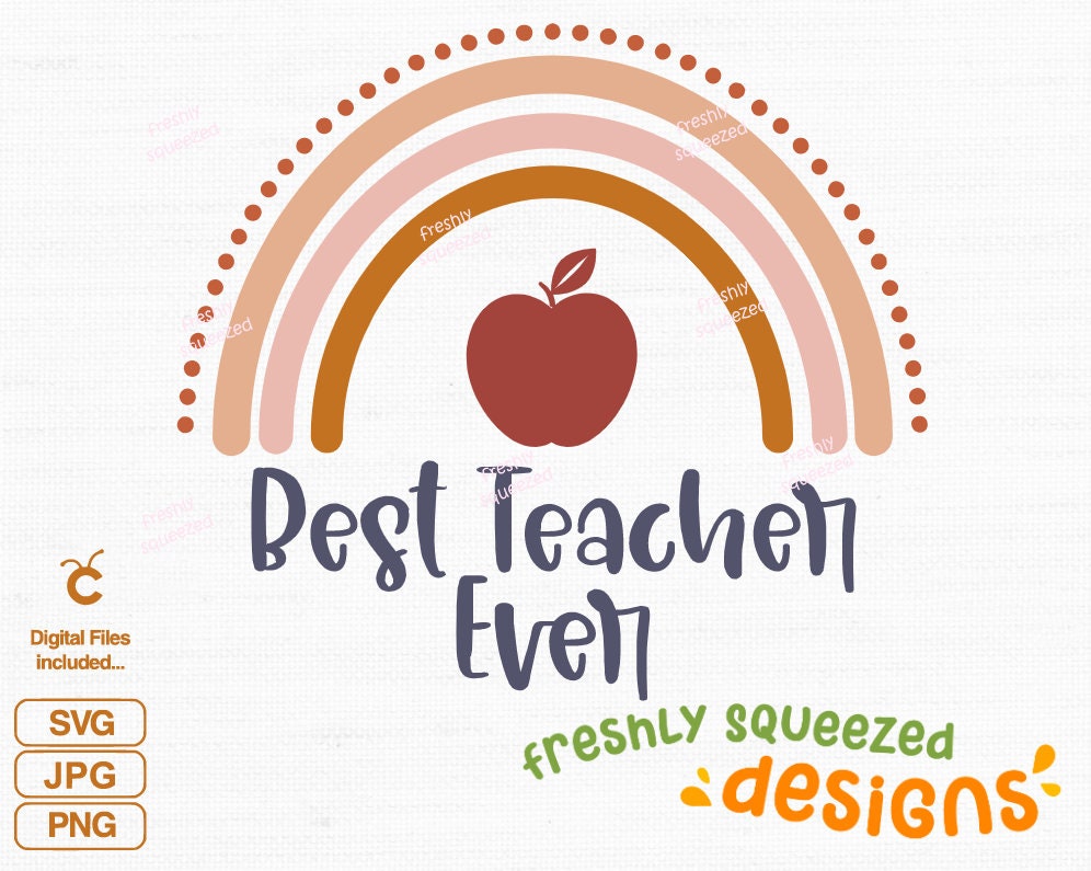 Boho Best Teacher Ever design, cut file, png svg jpg, Clipart file, Autumn colors, teacher gift, Instant Download