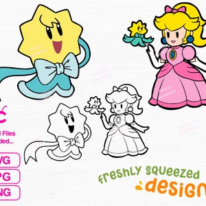Princess Peach & Stella SVG PNG JPG Bundle (Instant Download)