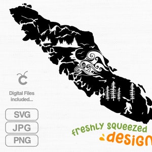 Vancouver Island, Westcoast Designs, silhouet berg sitka, SVG PNG JPG-bestanden, Clipart-bestanden, Instant Download