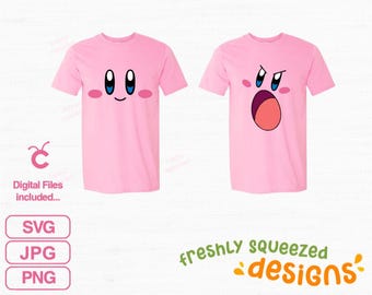Kirby Face T-shirt Design - SVG PNG JPG - Costume idea - cricut cut files and sublimation, Instant Download