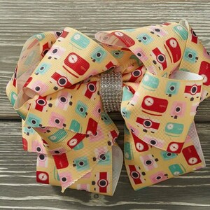 Pete + Lucy Deluxe Bow Retro Summer Rhinestone Hairbow Vintage cameras Radio