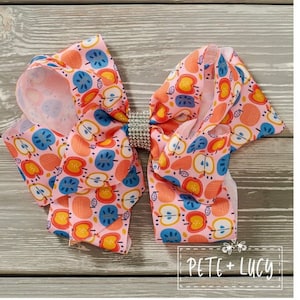 Pete + Lucy Deluxe Bow Folkloric Fruit Rhinestone Bow Apples Bow