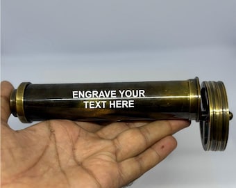 Personalized Brass Kaleidoscope: Antique Brown Finish, Handmade Optical Toy | 8 Pattern
