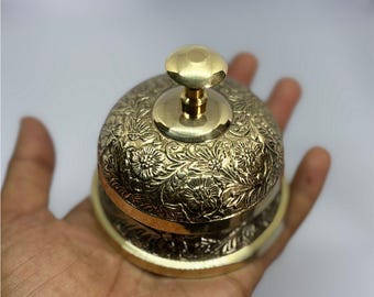 Antique Brass Desk Calling Bell: Handmade Vintage Reception Service