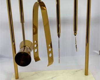 Personalized Gold Bar Tool Set: Marble Base, Custom Engraved Gift