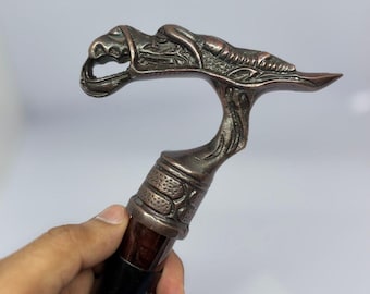 Black Dragon Head Walking Cane Handle: Gothic Aluminum Replacement Part