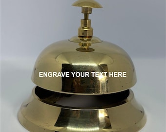 Personalized Antique Brass Desk Bell: Vintage Hotel Reception Service