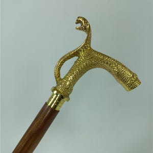 Foldable Walking Stick 36&quot;  Brass Polished Aluminum Snake Handle Vintage Walking Cane for Men & Women Portable and Stylish