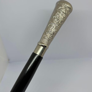 Vintage Brass Ram Head Walking Cane - Foldable Wooden Stick 36&quot;