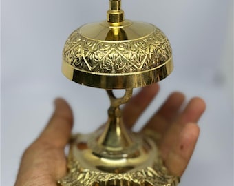 Antique Brass Desk Calling Bell: Handmade Vintage Reception Service