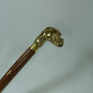 Aluminum Golden Bulldog Handle Walking Cane | 36&quot; Wooden Shaft | Handmade Stylish Cane | Unique Gift for Him