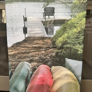 Lake House Tea Towel, Microfiber Polyester Dock Scene, 16 x 25 Inch