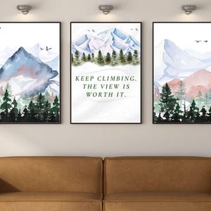 Feng Shui Wall Art Calming Feng Shui Mountain Trio - Digital Art Set for Serenity & Focus