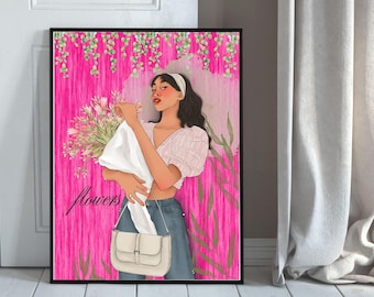 Woman Wall Art Print | Digital Female Portrait | Minimalist Modern Wall Decor | Printable Poster