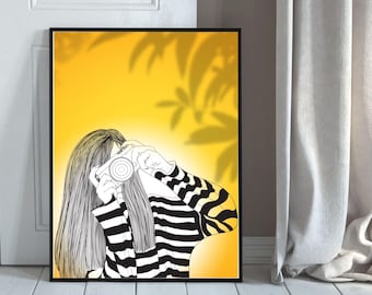 Woman Wall Art Print | Digital Female Portrait | Minimalist Modern Wall Decor | Printable Poster