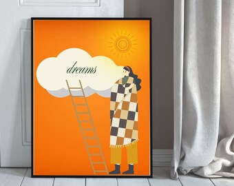 Woman Wall Art Print | Digital Female Portrait | Minimalist Modern Wall Decor