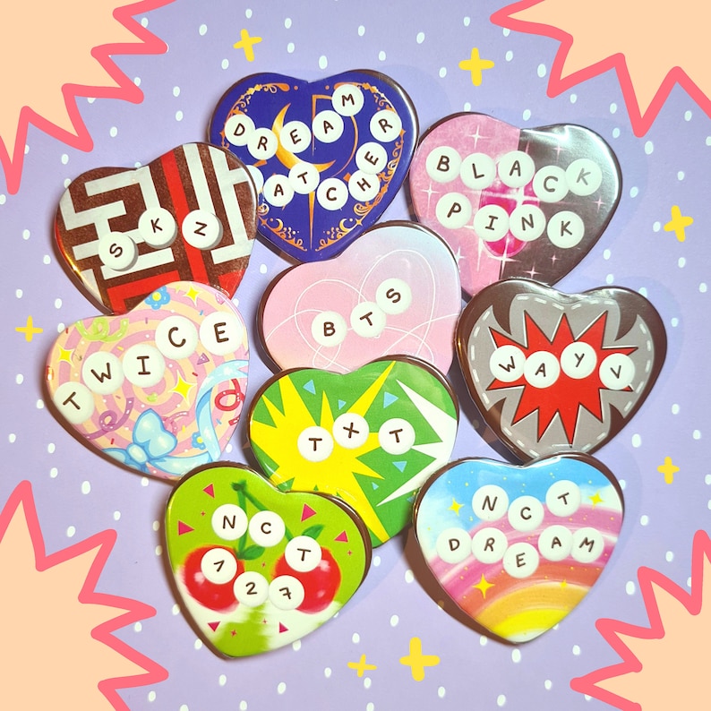 KPOP Groups Heart Badges Nct, Wayv, Stray Kids, Dreamcatcher, Txt ...