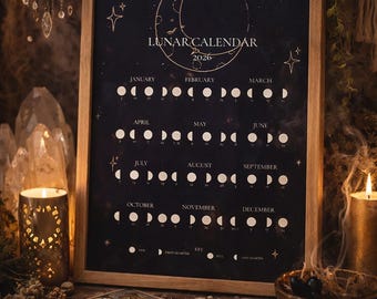 2026 Moon Lunar Calendar Art Print - Etsy