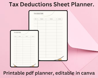 Tax Deductions Sheet Planner.