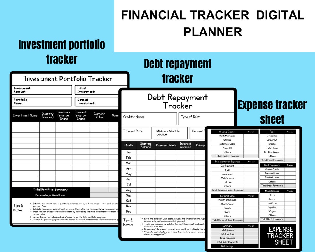 Financial Tracker Digital Planner - Etsy