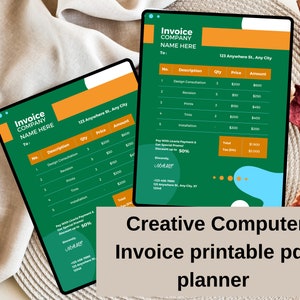 Creative Computer  Invoice printable pdf planner