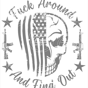 Fuck around and find out skull ar15 American Flag PNG Digital Download Solid Colors F Around Patriotic Sublimation