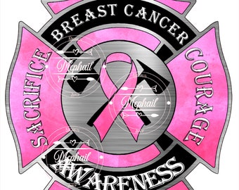 Breast Cancer Awareness Fire Department Maltese, Fire Department Cross, Breast Cancer Maltese, Png Digital Download File