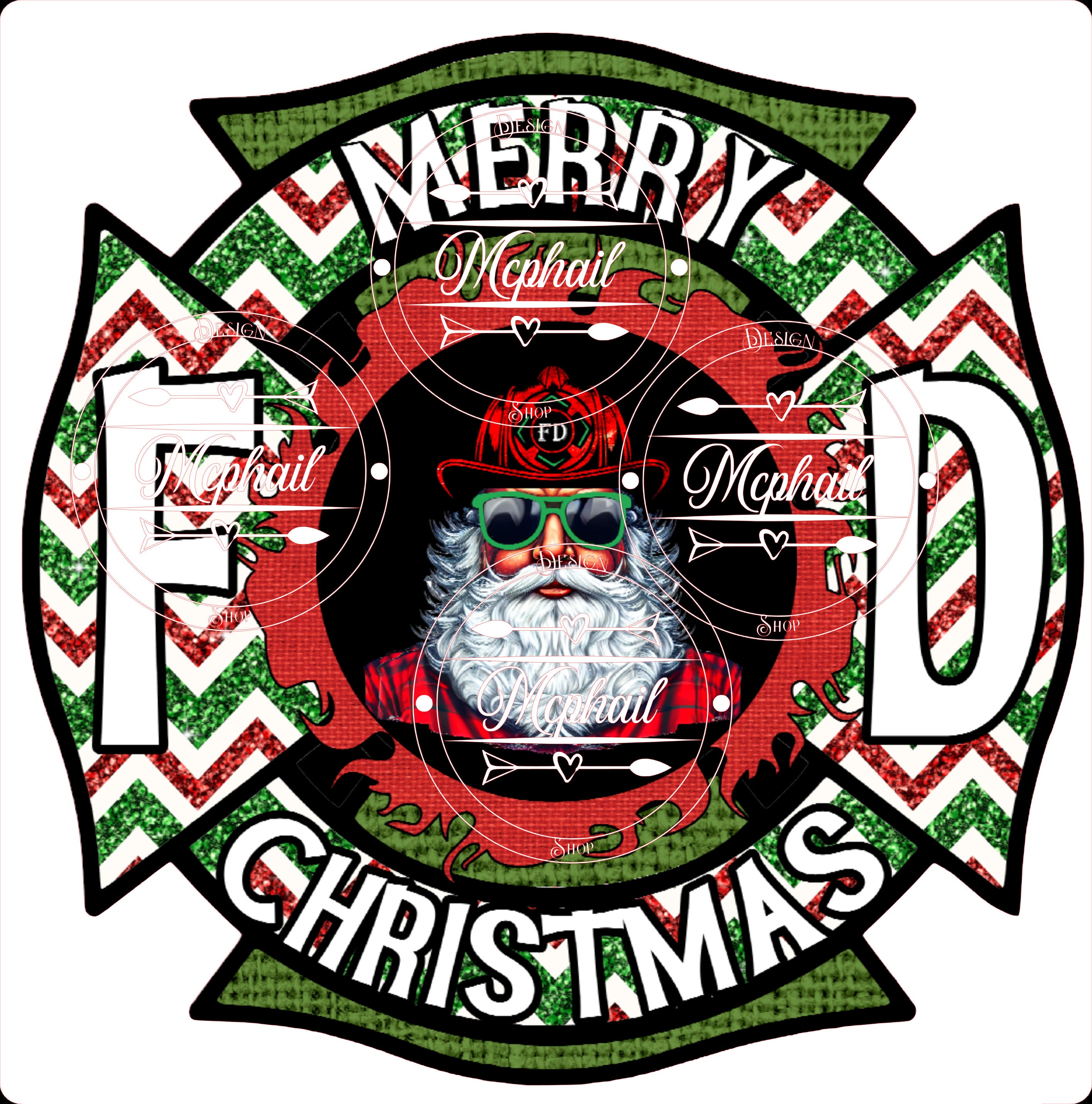 Christmas Fire Dept Maltese Bundle, Fireman Santa, Cool Firefighter