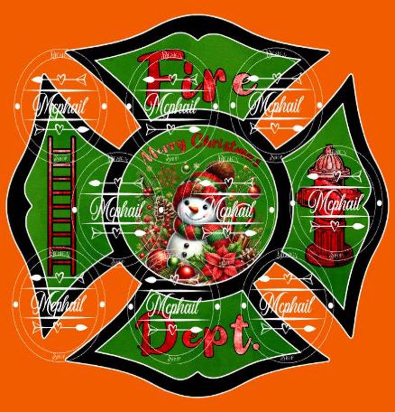 Christmas Firefighter Maltese Cross Png Digital Download Bundle ...
