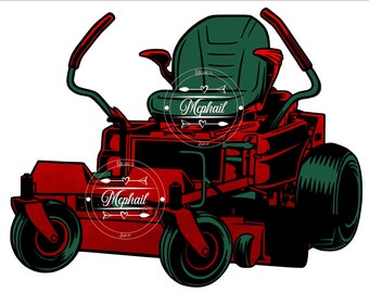 Red Zero Turn Lawnmower, Red Lawn mower, Red Landscape mower, PNG digital download, Logo mower, Red Grass Cutter, Land Scape Mower