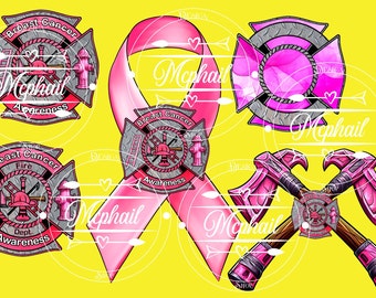 Bundle 5 Brustkrebs Bewusstsein Feuerwehr Malteser PNG Digital Download Bilder Feuerwehrmann Malteserkreuz Pink Farbe Malteser