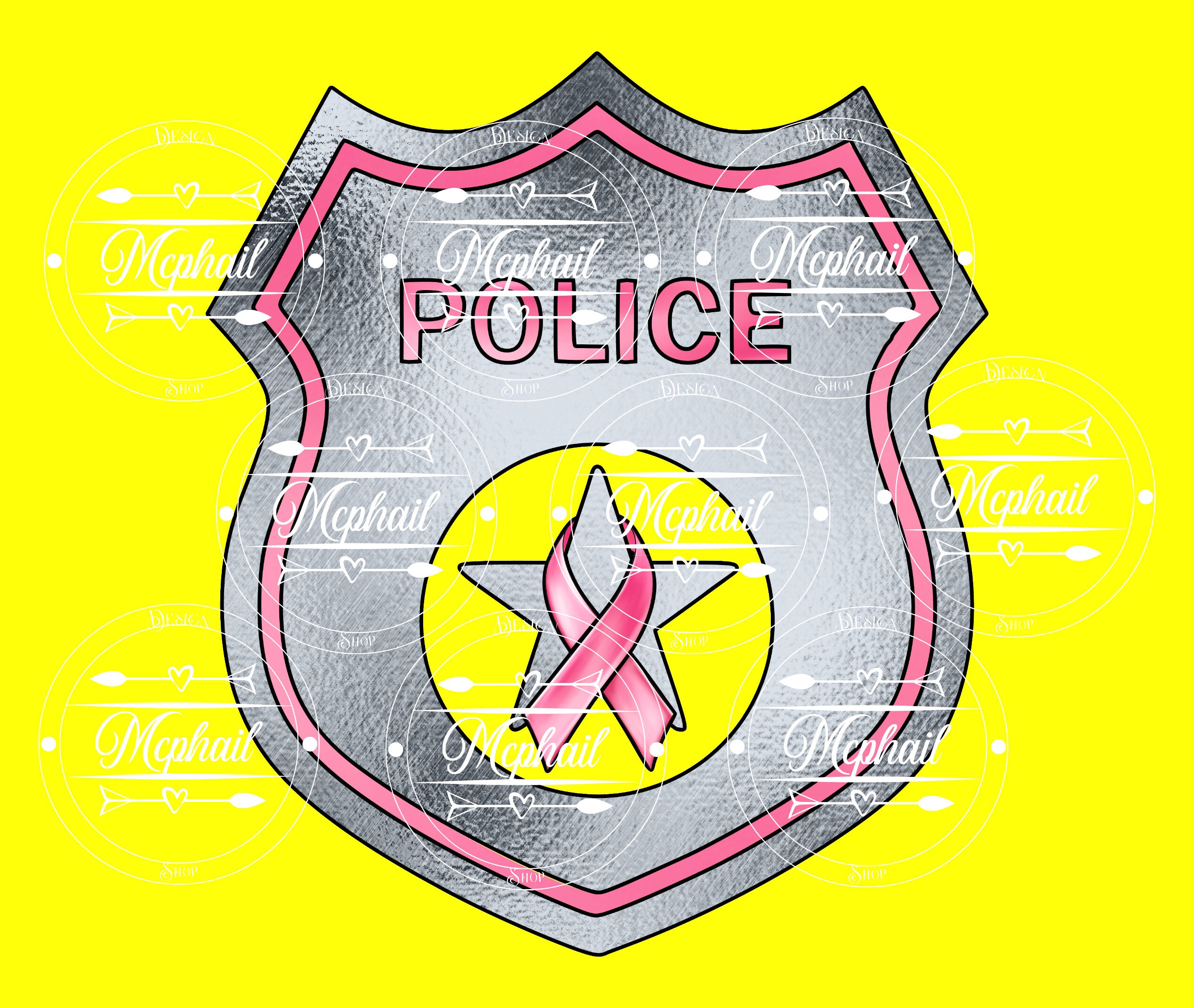 Police Badge Breast Cancer Awareness Police Badge Pink Ribbon October ...