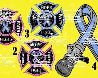 Esophageal Cancer Awareness Periwinkle Maltese Fire Department Maltese Periwinkle Fire Hose PNG Digital Download Bundle