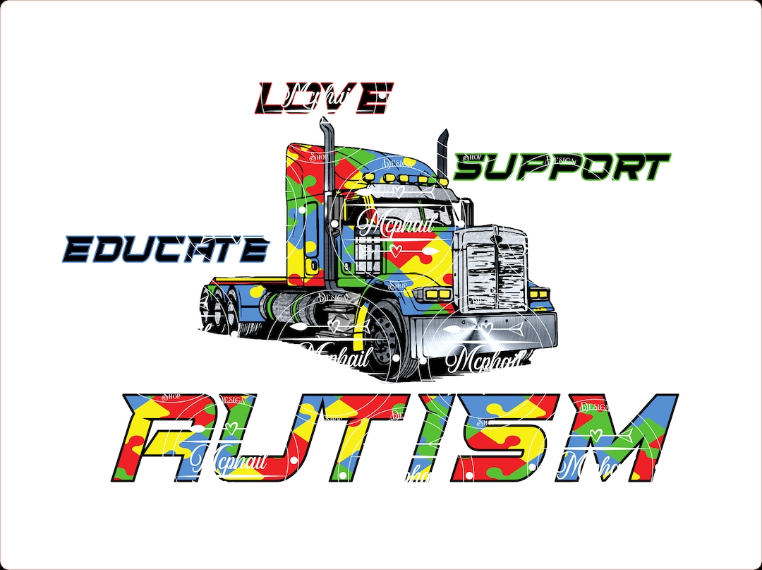Autism Awareness, Autism Supporter, Men/boy Design, Trucker Semi Design ...