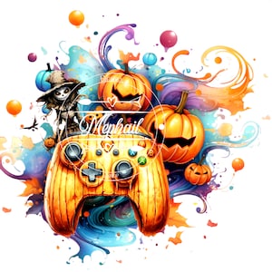 Halloween Pumpkin Game Controller Scarecrow Girl PNG Digital Download Sublimation File, Pumpkin Girl Scarecrow T-Shirt Print