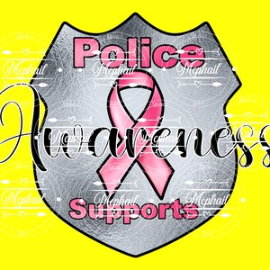 Police Badge Breast Cancer Awareness Police Badge Pink Ribbon October ...