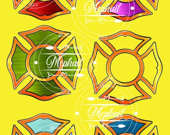 Metallic Feuerwehrmann Malteserkreuz Bundle 6 PNG Digital Download Designer Bilder Feuerwehr Malteser Kreuz Feuerwehrmann Symbol farbige Malteser