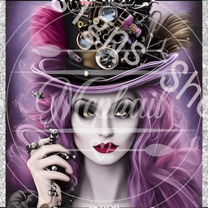 Steam Punk Girl Woman, Be You, Sublimation PNG Digital Download File, Purple License Plate Design