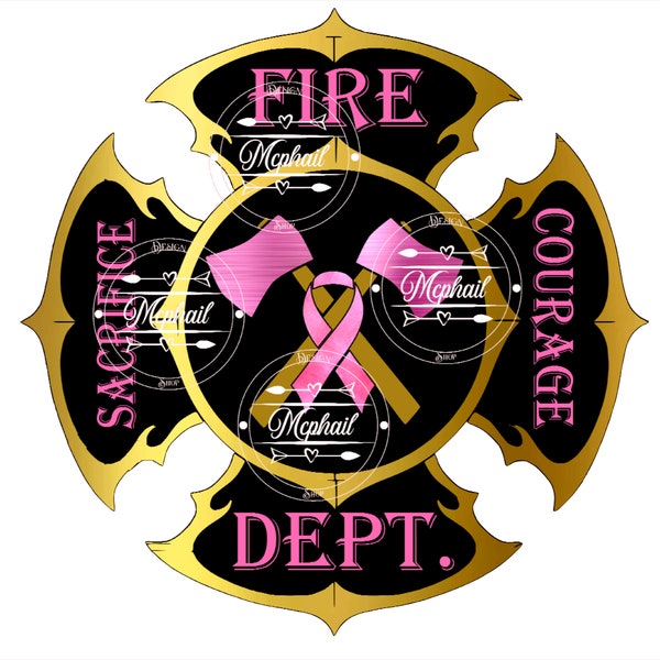 Fire Dept. Breast Cancer Maltese, Fire Department Cross, Breast Cancer PNG Digital Download File, Fire Station Breast Cancer, Fire Dept.