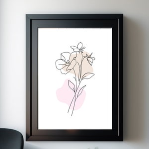 Digital download art, Floral art print, Asthetic Painting, Simple floral print, Eclectic wall art, Bohemian floral artwork, Above bed art